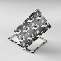 Bula Fiji Canvas Wall Art Black Makare Masi Tapa Pattern