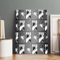 Bula Fiji Canvas Wall Art Black Makare Masi Tapa Pattern