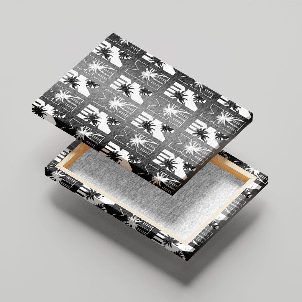 Bula Fiji Canvas Wall Art Black Makare Masi Tapa Pattern