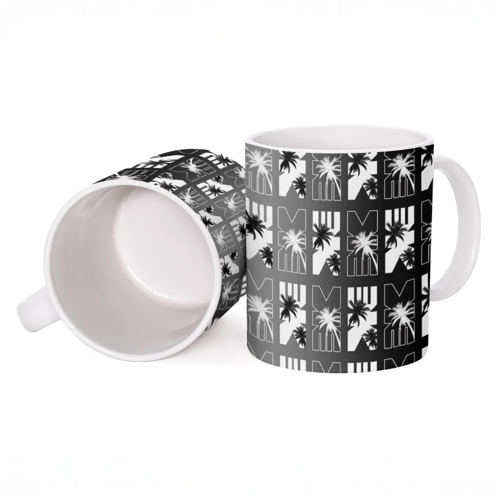 Bula Fiji Ceramic Mug Black Makare Masi Tapa Pattern