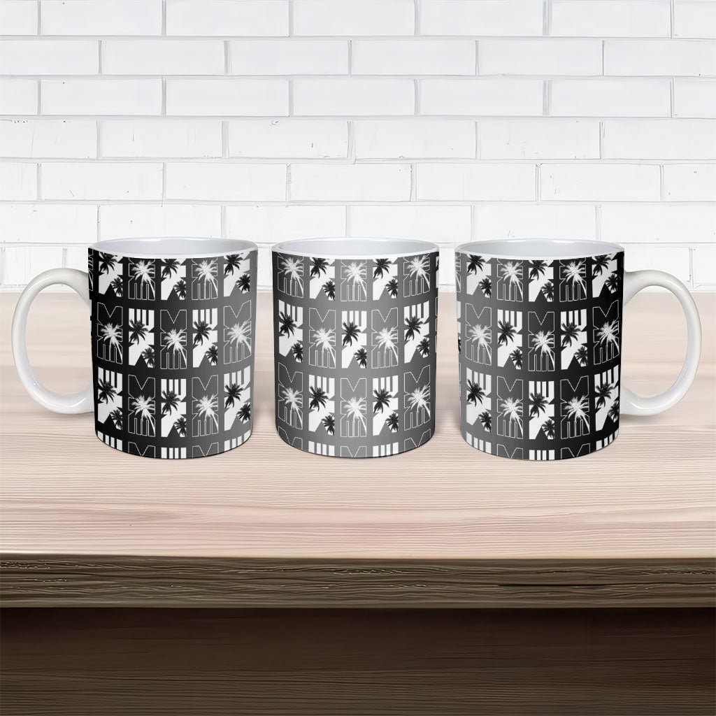 Bula Fiji Ceramic Mug Black Makare Masi Tapa Pattern