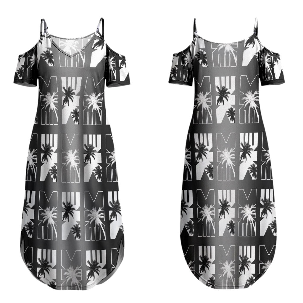 Bula Fiji Couples Matching Summer Maxi Dress and Hawaiian Shirt Black Makare Masi Tapa Pattern