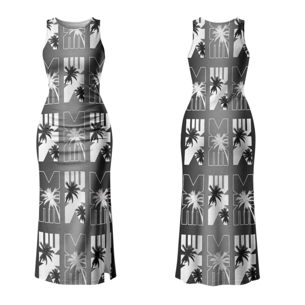 Bula Fiji Couples Matching Tank Maxi Dress and Hawaiian Shirt Black Makare Masi Tapa Pattern