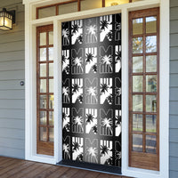 Bula Fiji Door Cover Black Makare Masi Tapa Pattern