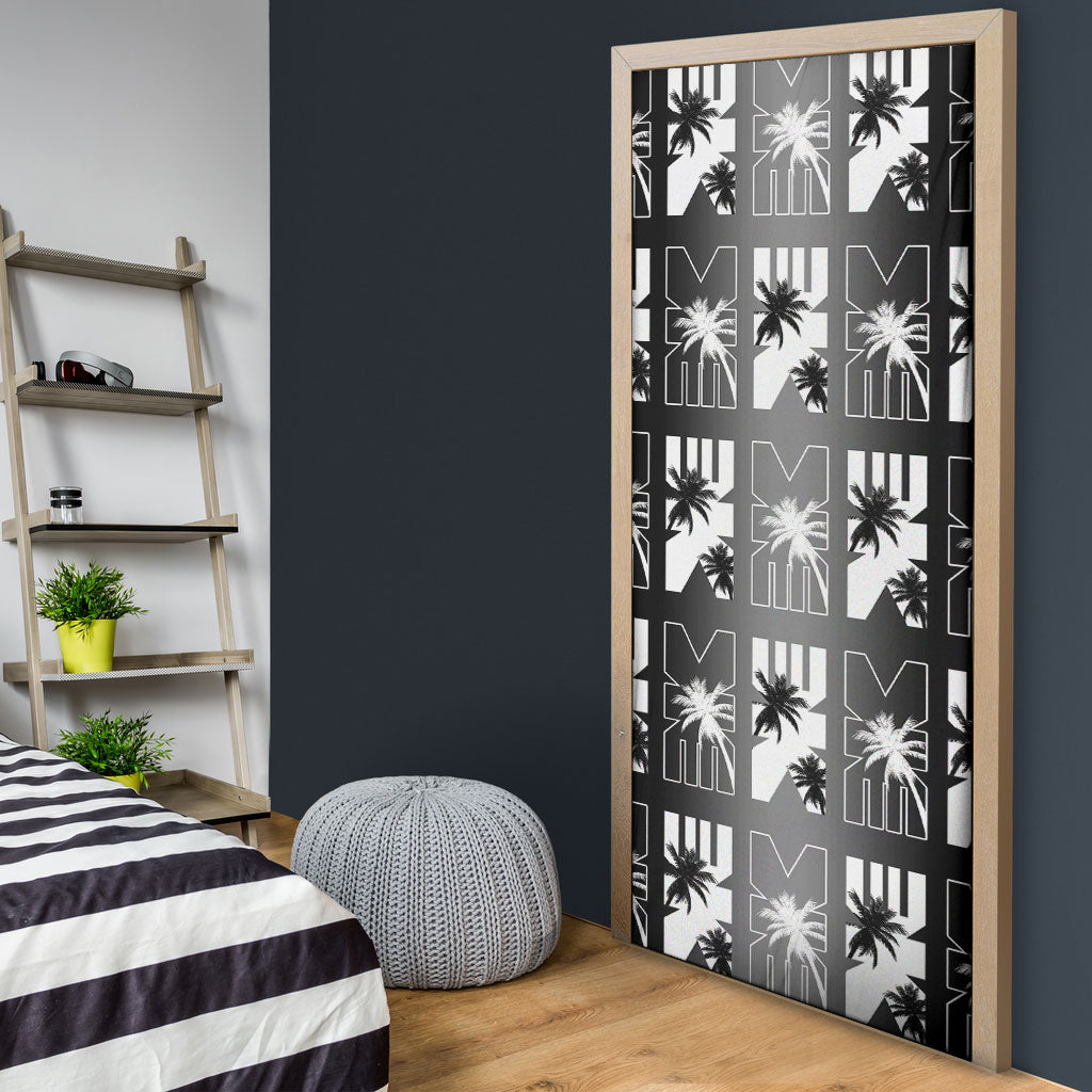 Bula Fiji Door Cover Black Makare Masi Tapa Pattern