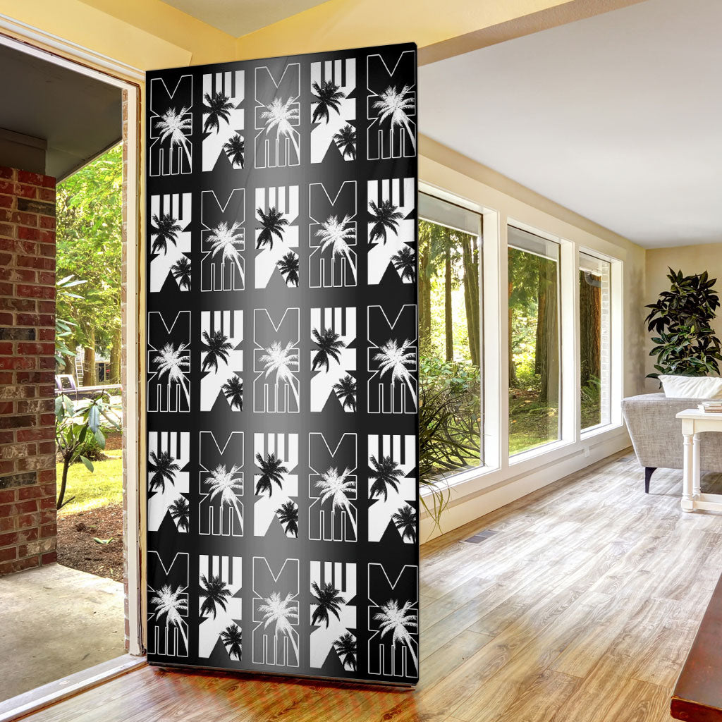 Bula Fiji Door Cover Black Makare Masi Tapa Pattern