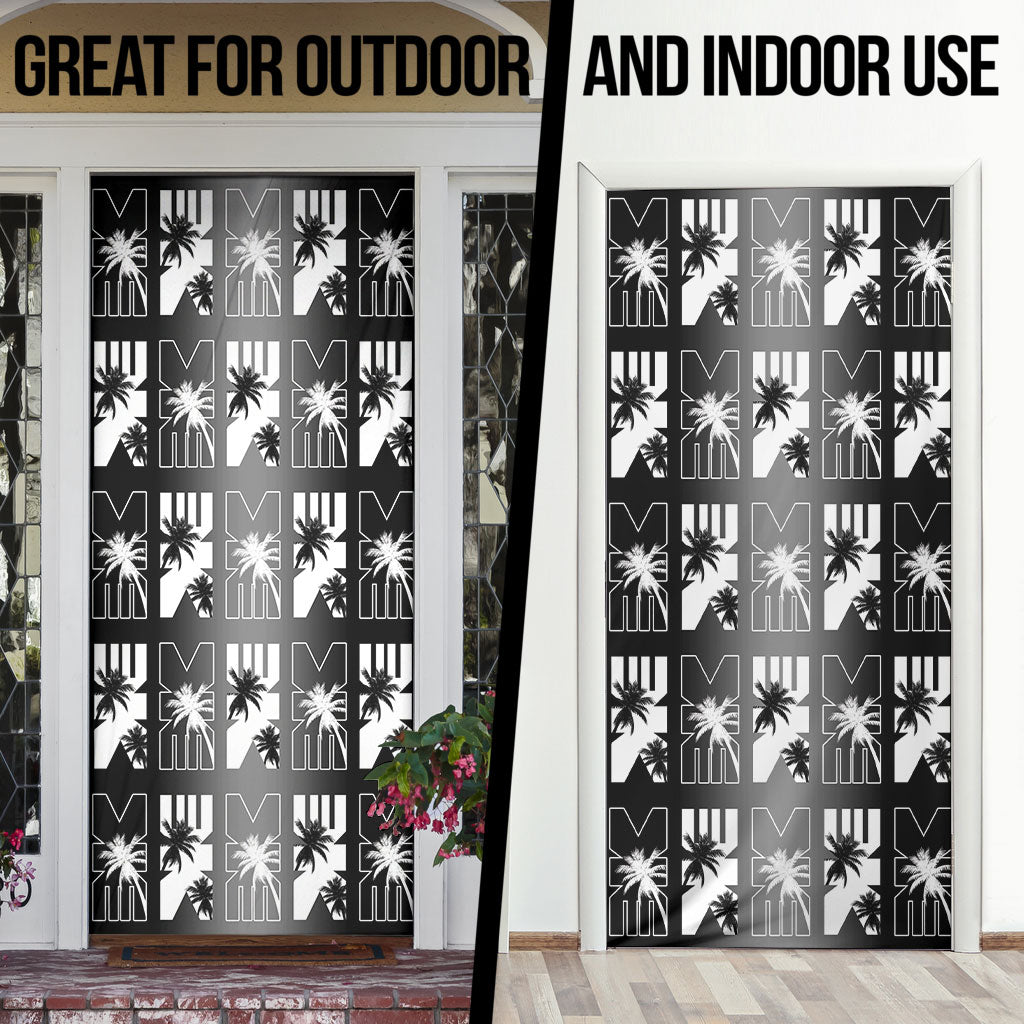 Bula Fiji Door Cover Black Makare Masi Tapa Pattern