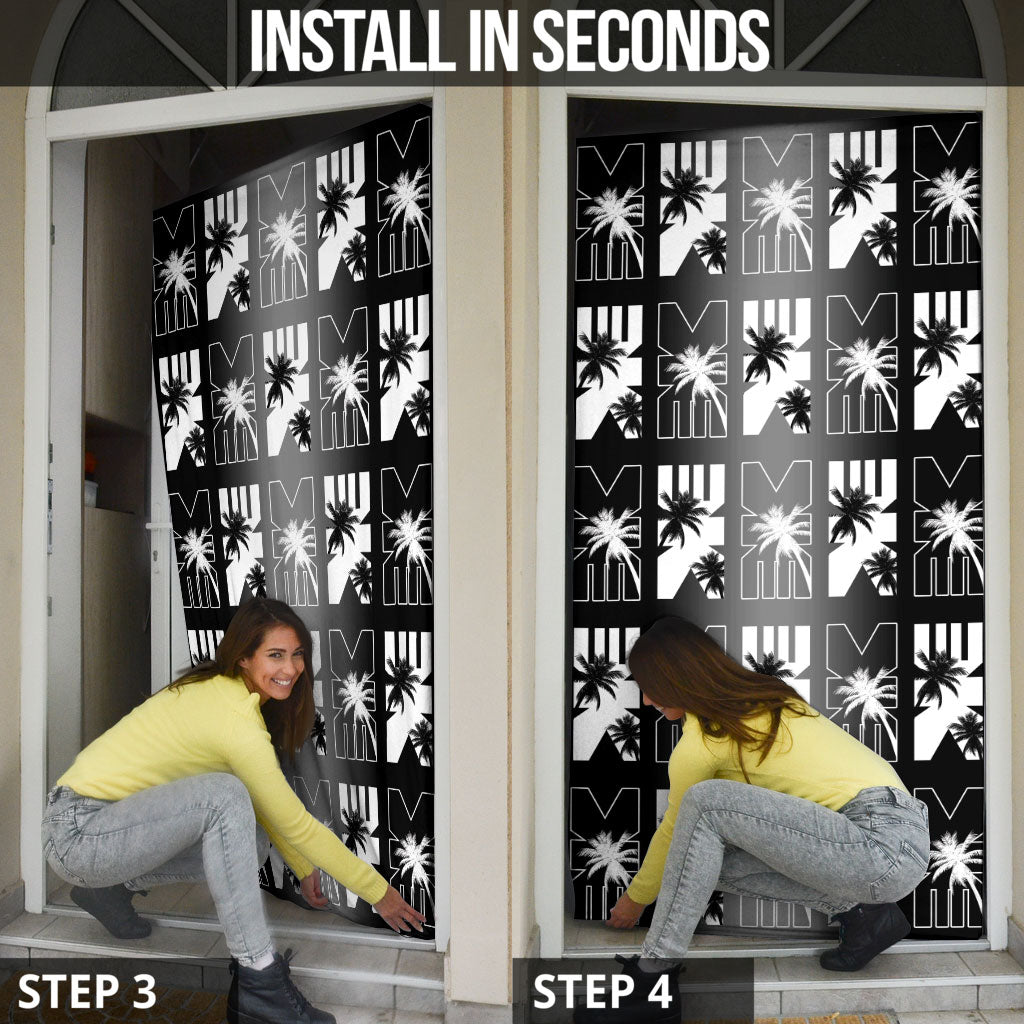 Bula Fiji Door Cover Black Makare Masi Tapa Pattern