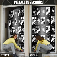 Bula Fiji Door Cover Black Makare Masi Tapa Pattern