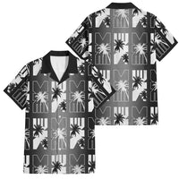 Bula Fiji Family Matching Off Shoulder Short Dress and Hawaiian Shirt Black Makare Masi Tapa Pattern