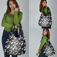 Bula Fiji Grocery Bag Black Makare Masi Tapa Pattern