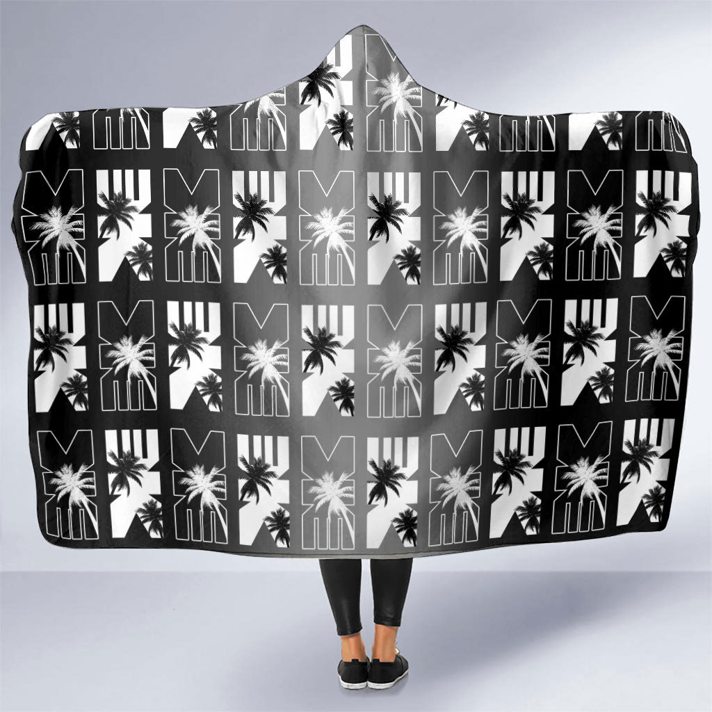 Bula Fiji Hooded Blanket Black Makare Masi Tapa Pattern