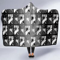 Bula Fiji Hooded Blanket Black Makare Masi Tapa Pattern