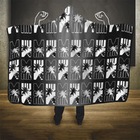 Bula Fiji Hooded Blanket Black Makare Masi Tapa Pattern