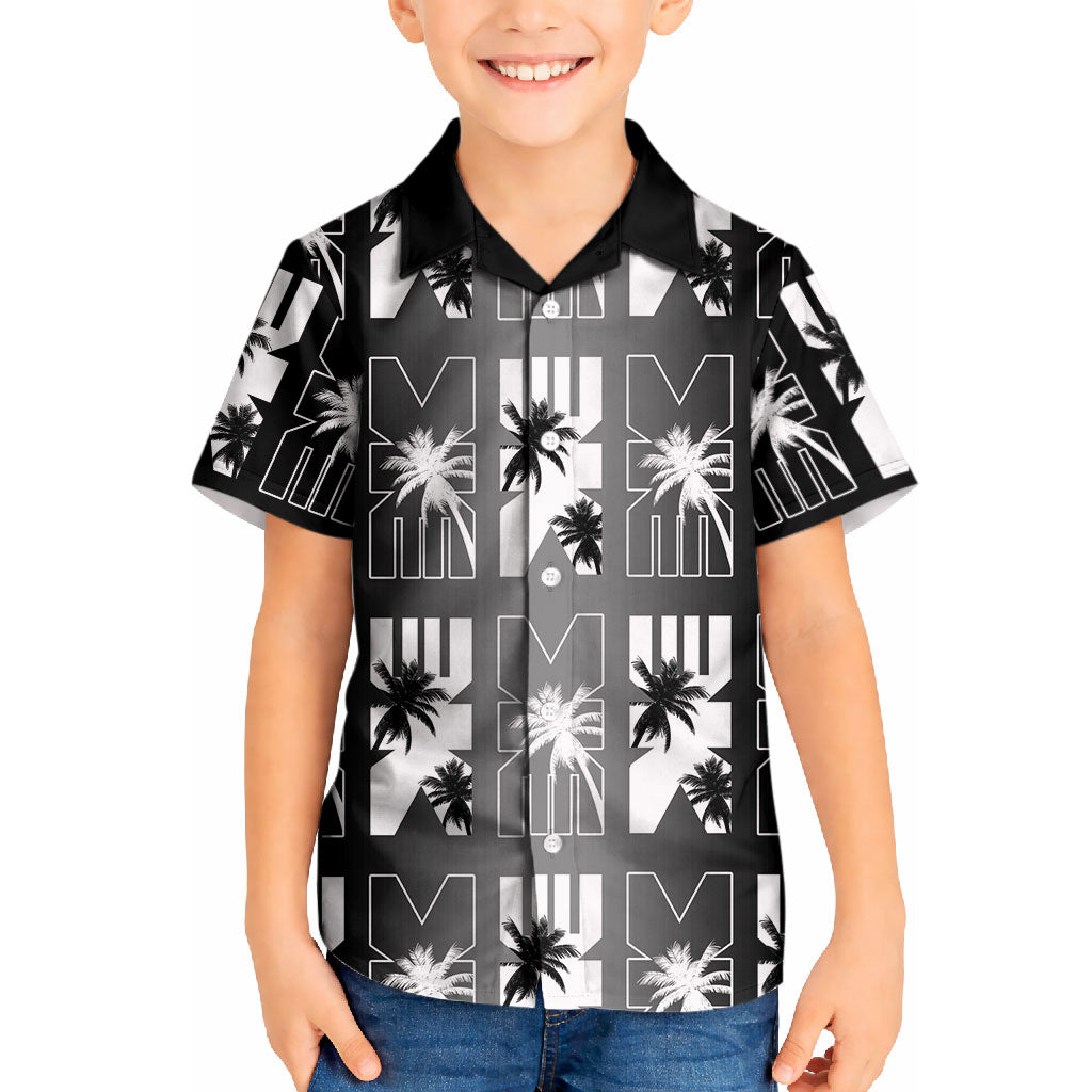 Bula Fiji Kid Hawaiian Shirt Black Makare Masi Tapa Pattern