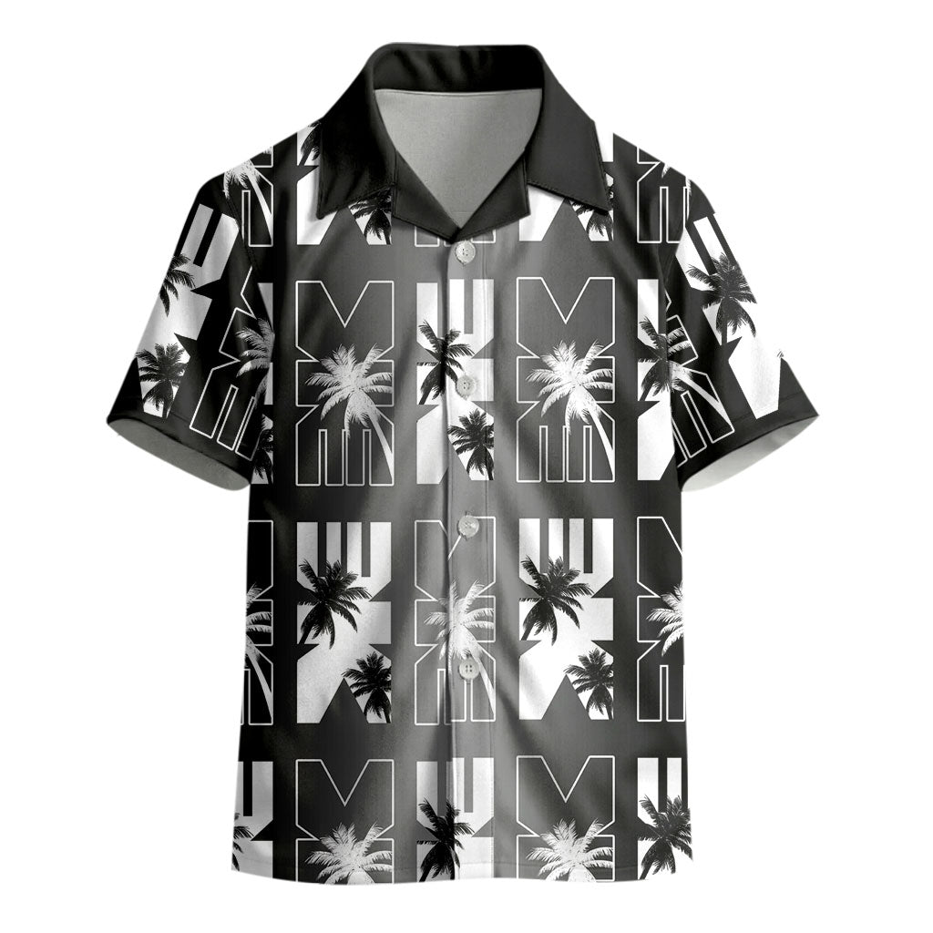 Bula Fiji Kid Hawaiian Shirt Black Makare Masi Tapa Pattern