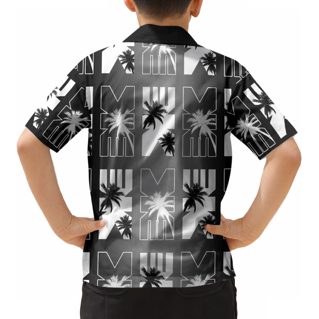 Bula Fiji Kid Hawaiian Shirt Black Makare Masi Tapa Pattern