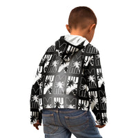 Bula Fiji Kid Hoodie Black Makare Masi Tapa Pattern