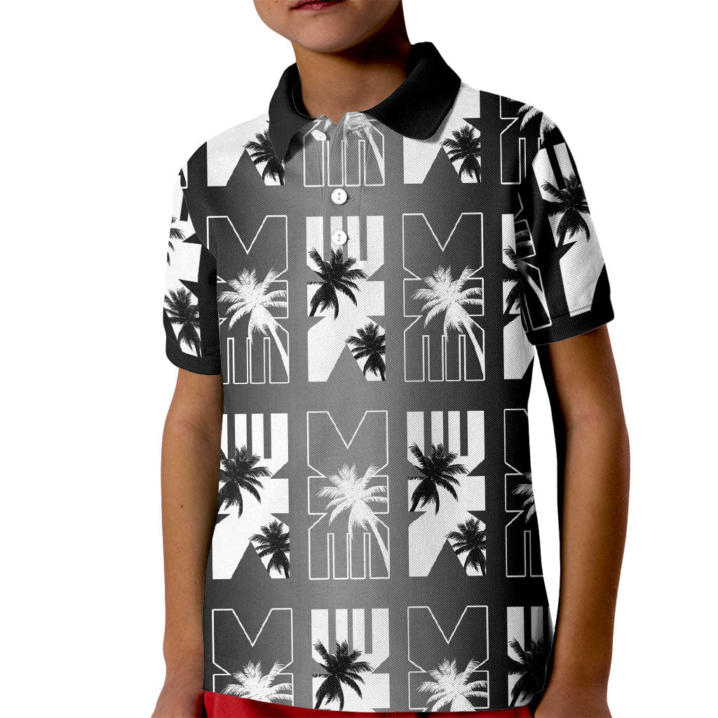 Bula Fiji Kid Polo Shirt Black Makare Masi Tapa Pattern