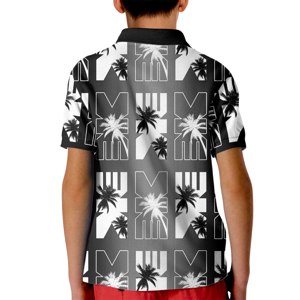 Bula Fiji Kid Polo Shirt Black Makare Masi Tapa Pattern