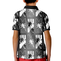 Bula Fiji Kid Polo Shirt Black Makare Masi Tapa Pattern
