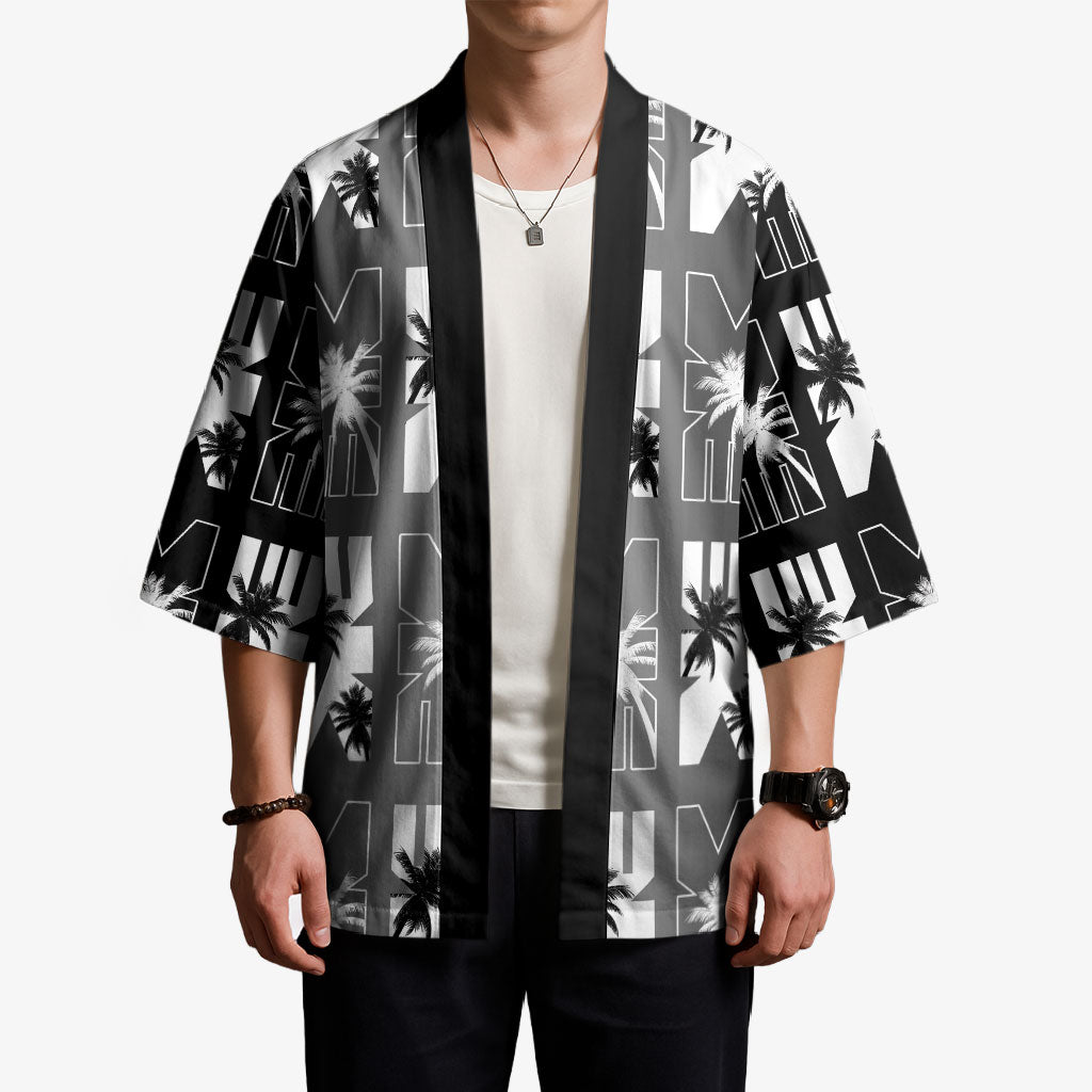 Bula Fiji Kimono Black Makare Masi Tapa Pattern