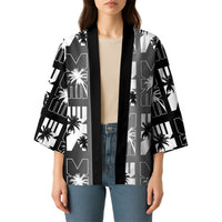 Bula Fiji Kimono Black Makare Masi Tapa Pattern