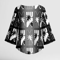 Bula Fiji Kimono Sleeve Blouse Black Makare Masi Tapa Pattern