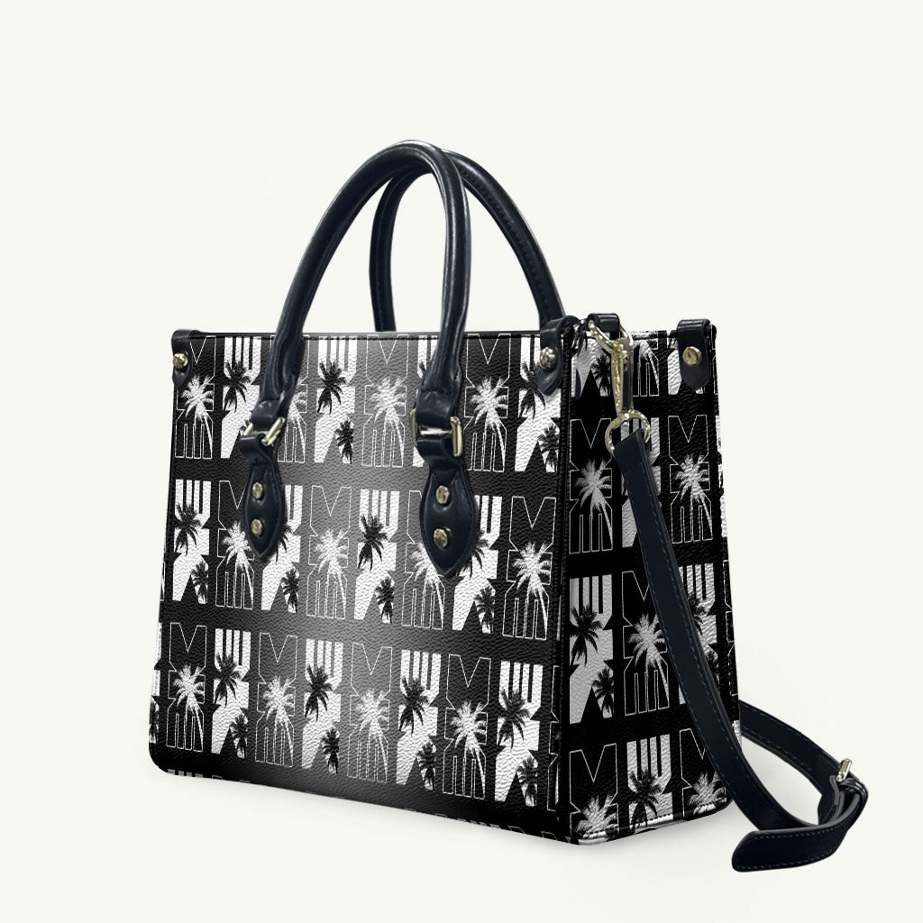 Bula Fiji Leather Bag Black Makare Masi Tapa Pattern
