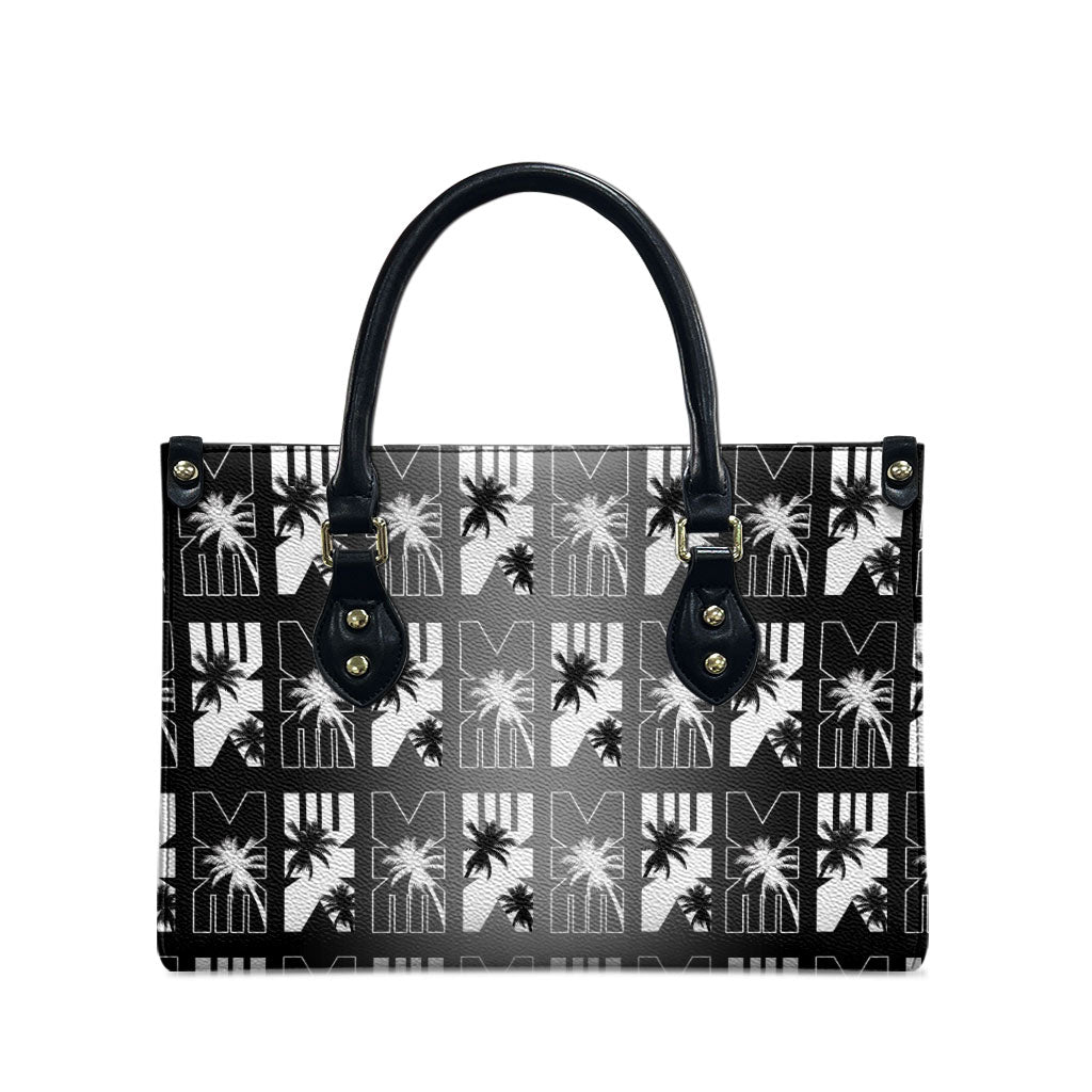 Bula Fiji Leather Bag Black Makare Masi Tapa Pattern