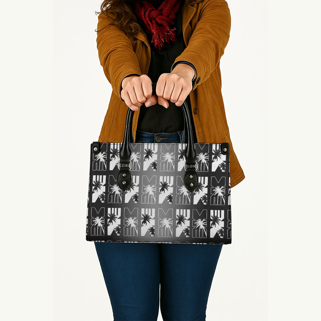 Bula Fiji Leather Bag Black Makare Masi Tapa Pattern