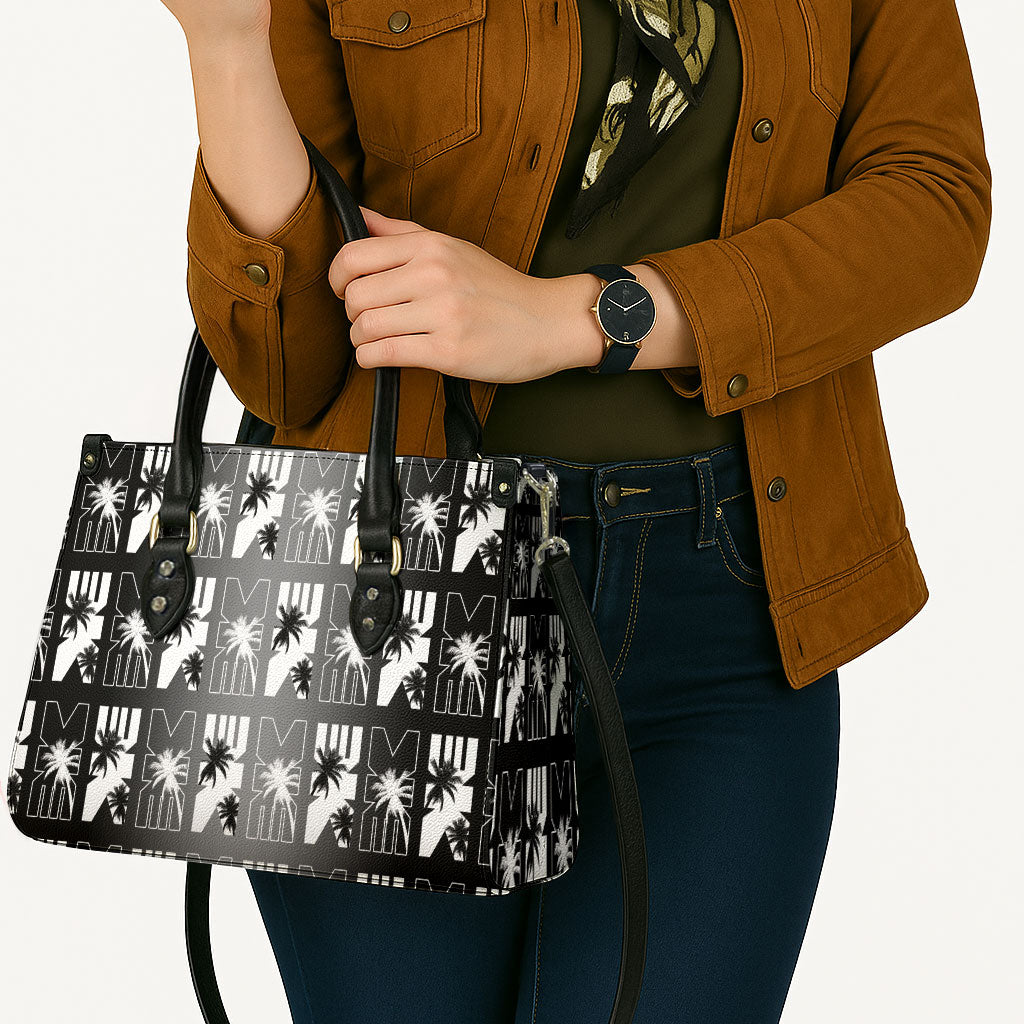 Bula Fiji Leather Bag Black Makare Masi Tapa Pattern