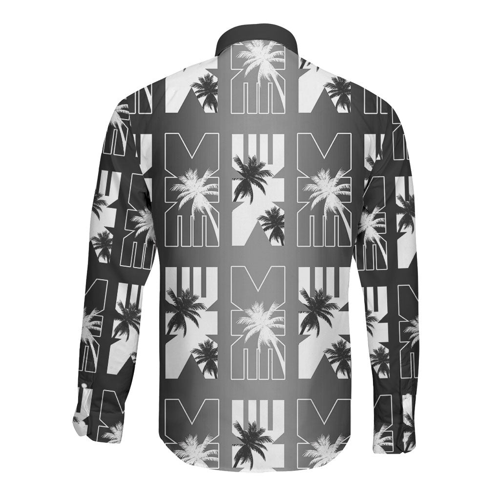 Bula Fiji Long Sleeve Button Shirt Black Makare Masi Tapa Pattern