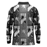 Bula Fiji Long Sleeve Polo Shirt Black Makare Masi Tapa Pattern