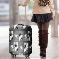 Bula Fiji Luggage Cover Black Makare Masi Tapa Pattern