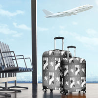 Bula Fiji Luggage Cover Black Makare Masi Tapa Pattern