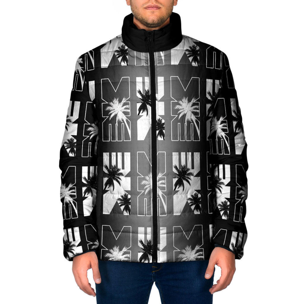 Bula Fiji Padded Jacket Black Makare Masi Tapa Pattern