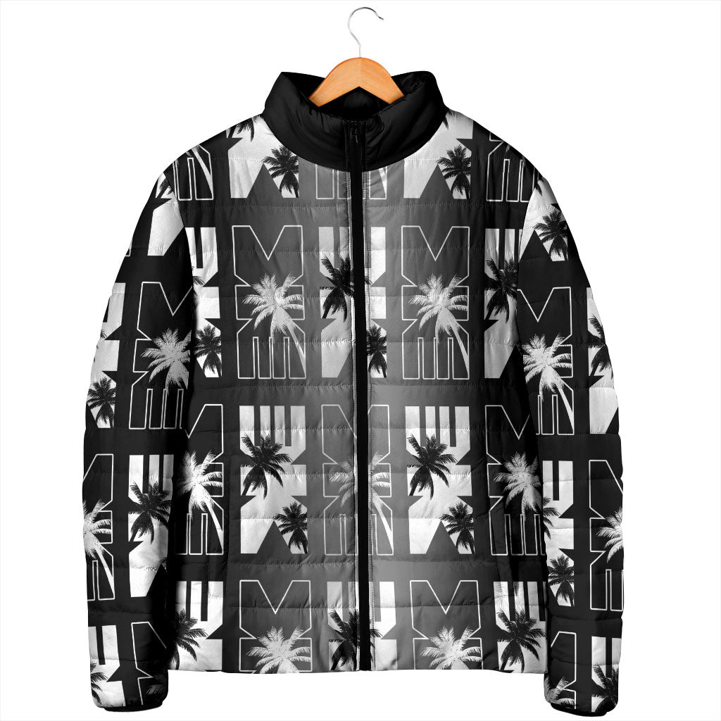 Bula Fiji Padded Jacket Black Makare Masi Tapa Pattern