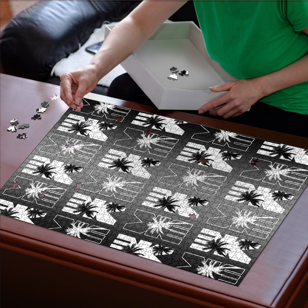 Bula Fiji Puzzle Black Makare Masi Tapa Pattern