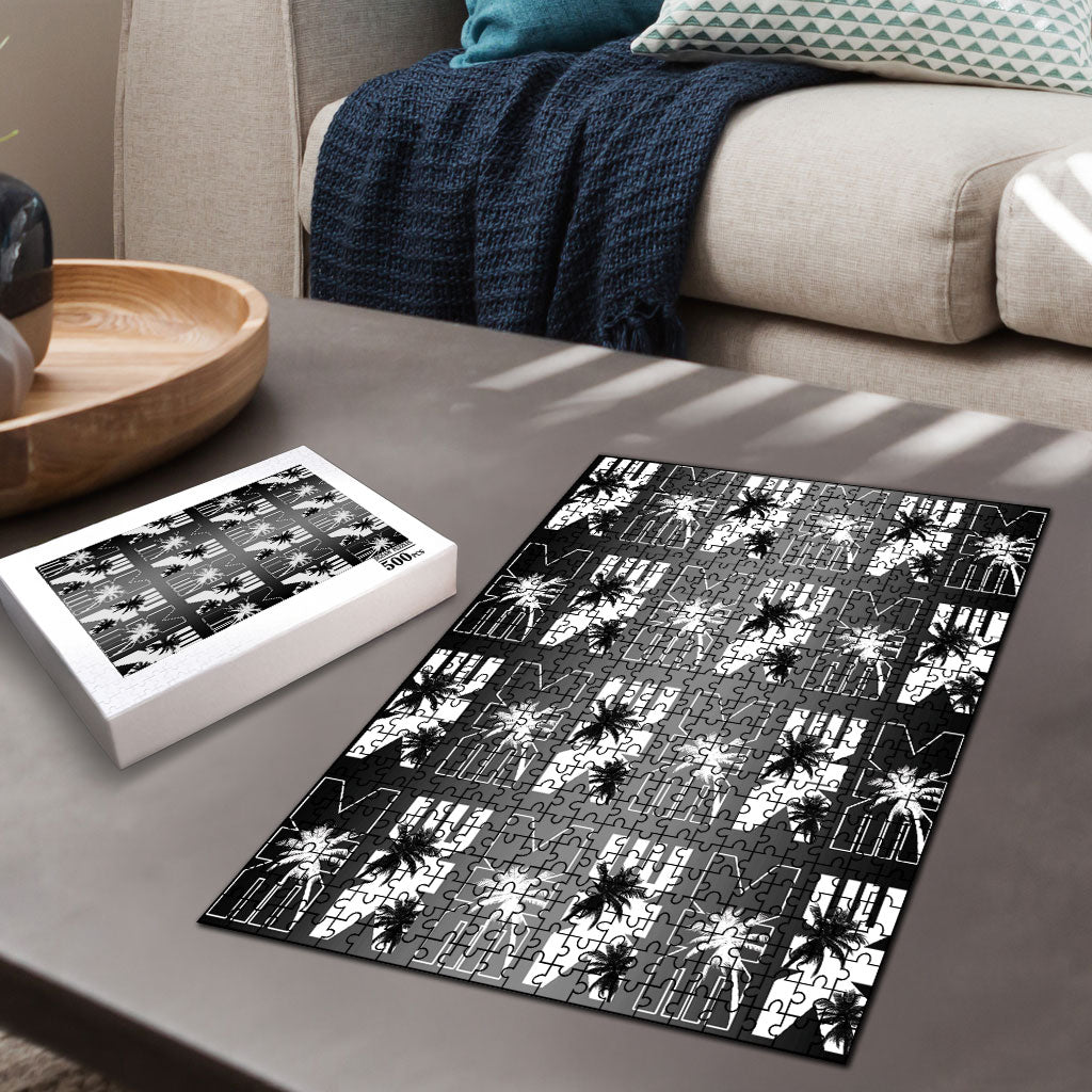 Bula Fiji Puzzle Black Makare Masi Tapa Pattern