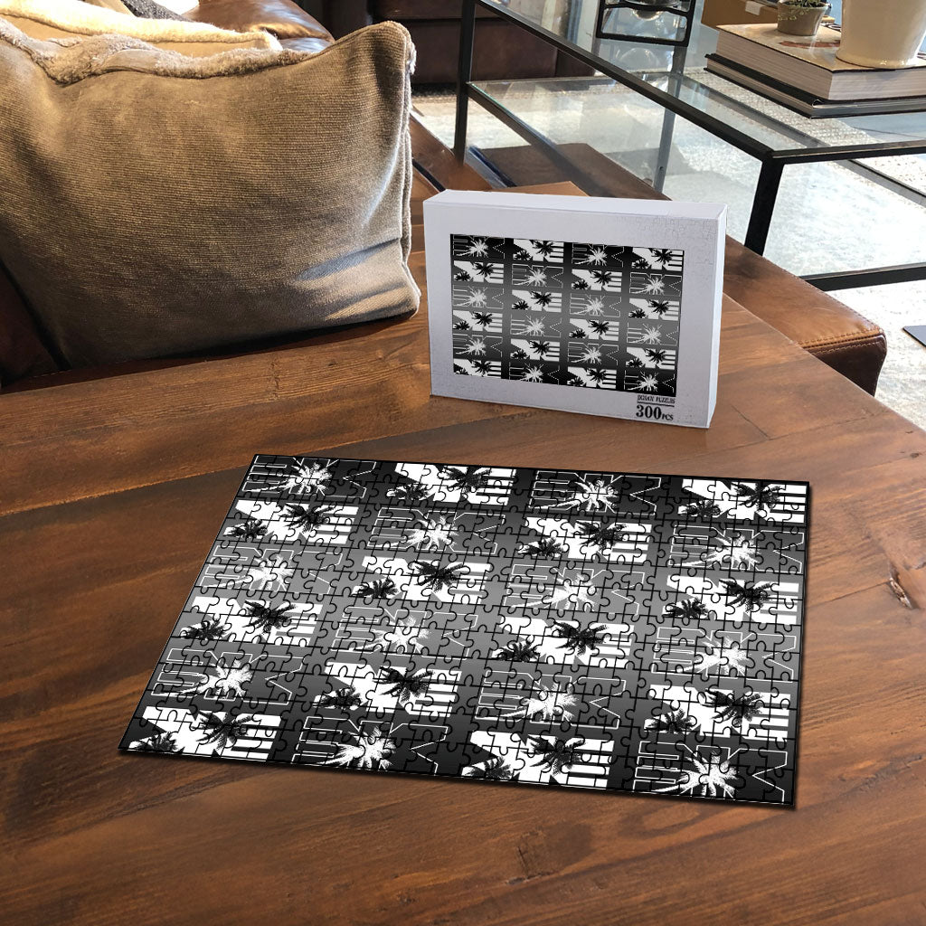 Bula Fiji Puzzle Black Makare Masi Tapa Pattern