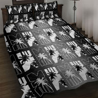 Bula Fiji Quilt Bed Set Black Makare Masi Tapa Pattern