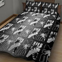 Bula Fiji Quilt Bed Set Black Makare Masi Tapa Pattern