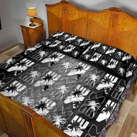 Bula Fiji Quilt Bed Set Black Makare Masi Tapa Pattern