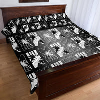 Bula Fiji Quilt Bed Set Black Makare Masi Tapa Pattern