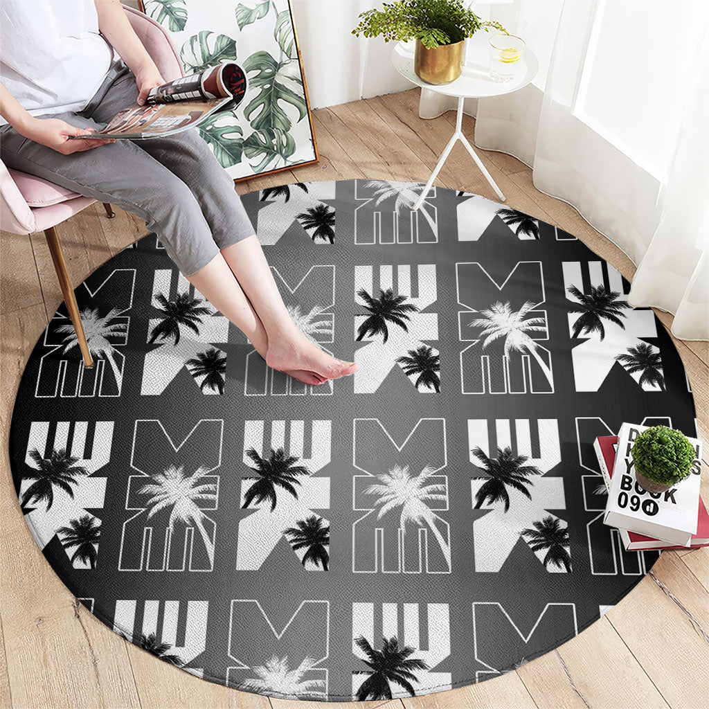 Bula Fiji Round Carpet Black Makare Masi Tapa Pattern