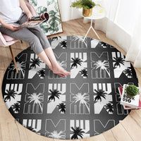 Bula Fiji Round Carpet Black Makare Masi Tapa Pattern