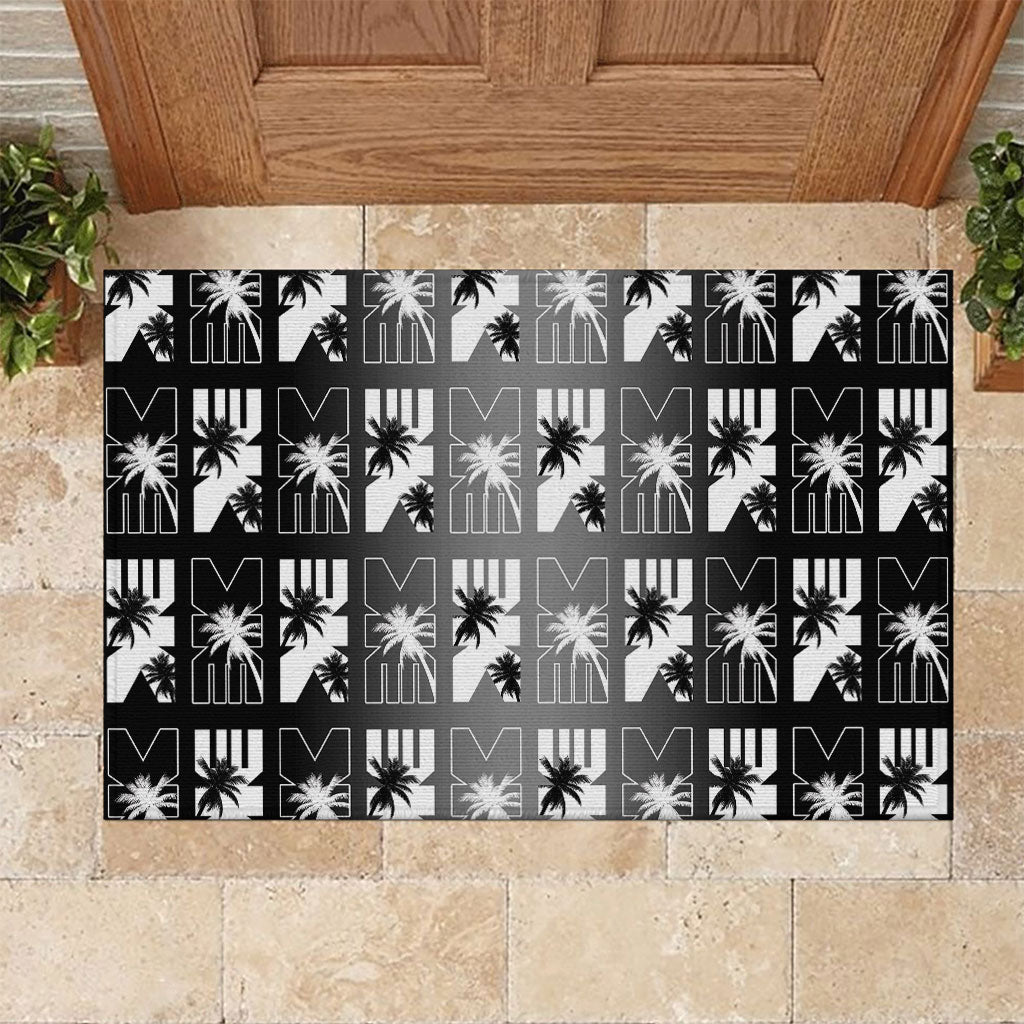 Bula Fiji Rubber Doormat Black Makare Masi Tapa Pattern