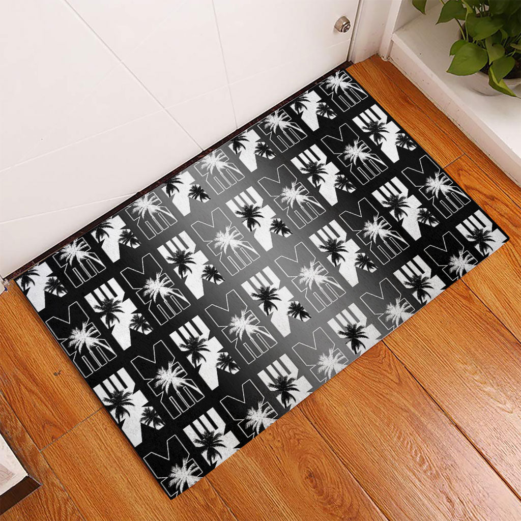 Bula Fiji Rubber Doormat Black Makare Masi Tapa Pattern