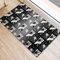 Bula Fiji Rubber Doormat Black Makare Masi Tapa Pattern